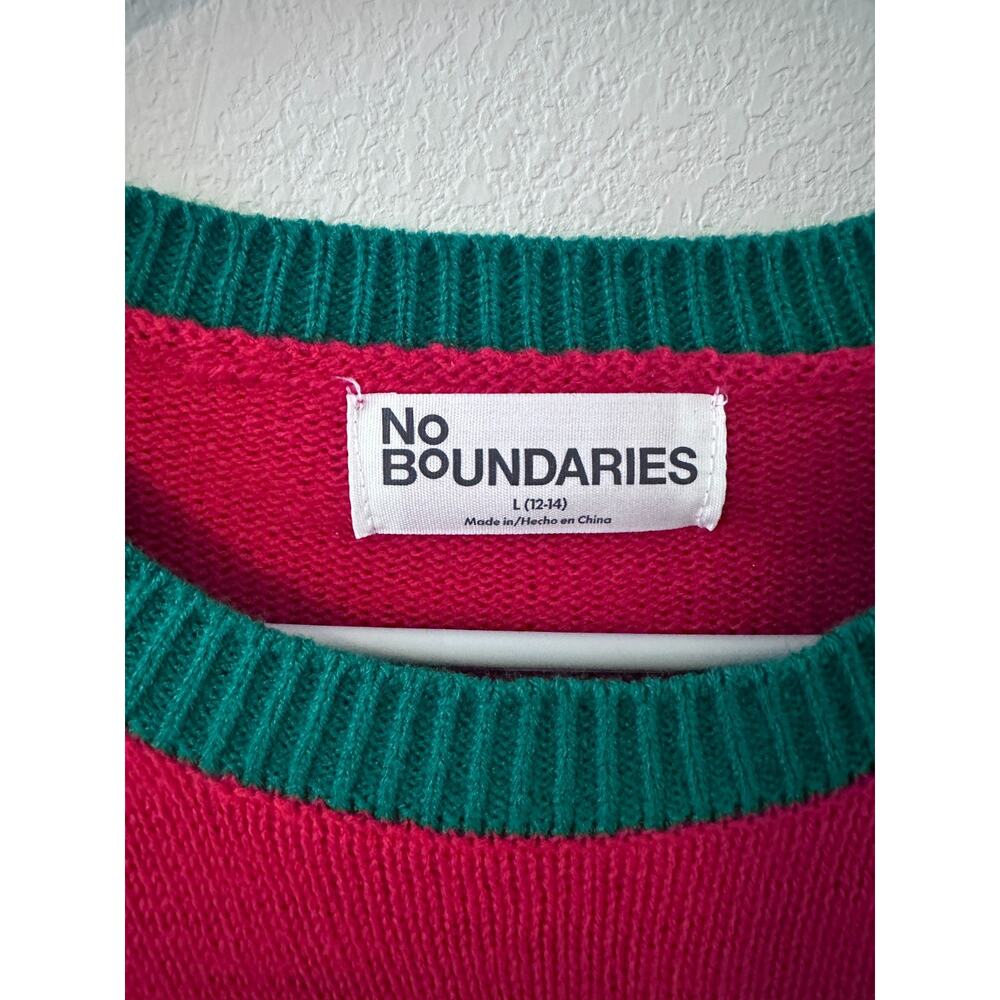 No Boundaries Christmas Sweater L Pullover Tunic Ugly Sweater Nerdy Deer bows - Picture 4 of 6